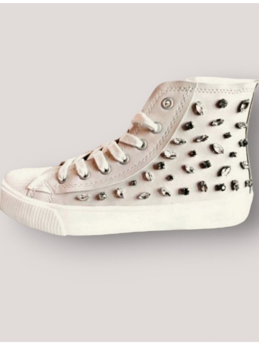 New Zara Girl Limited Edition Faux Suede High Top Studded Sneakers